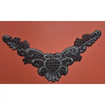 Betét csipke ezüst-fekete 26 cm