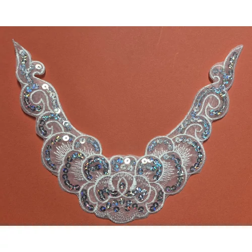 Betét csipke színjátszó flitteres fehér 20 cm