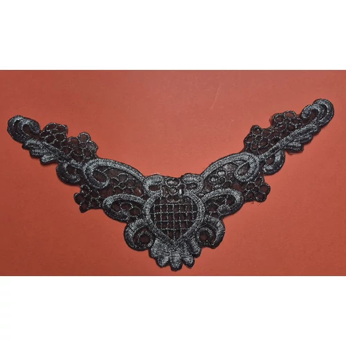 Betét csipke ezüst-fekete 26 cm