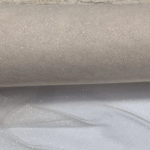 Krémszínű csillám tüll-2