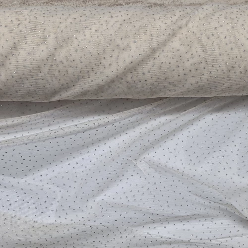 Krémszínű csillám tüll-1